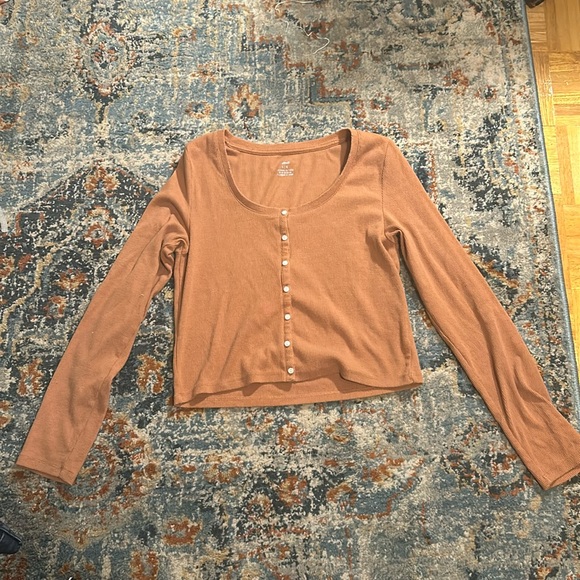 Thin aerie sweater shirt. Light burnt orange. - Picture 1 of 3